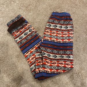 Tribal Print Fleece-Lined Leggings